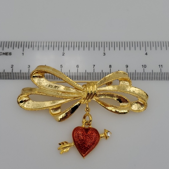 Phister Ent. 1996 Ribbon & Heart Brooch - Picture 8 of 8
